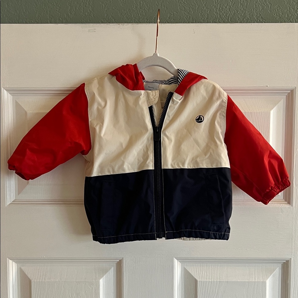 Petit Bateau Red and Cream Hooded Jacket